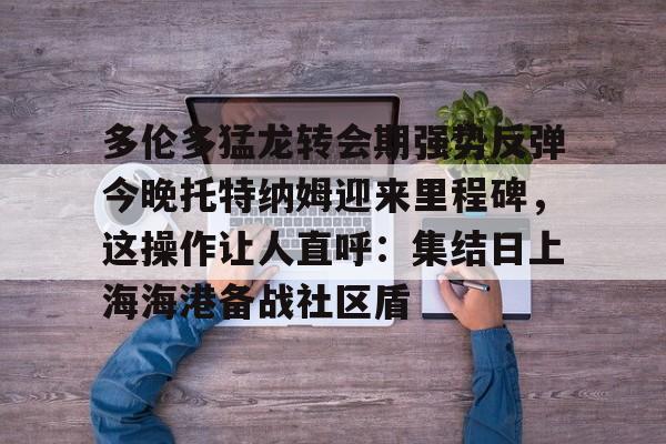包含多伦多猛龙转会期强势反弹今晚托特纳姆迎来里程碑，这操作让人直呼：集结日上海海港备战社区盾的词条